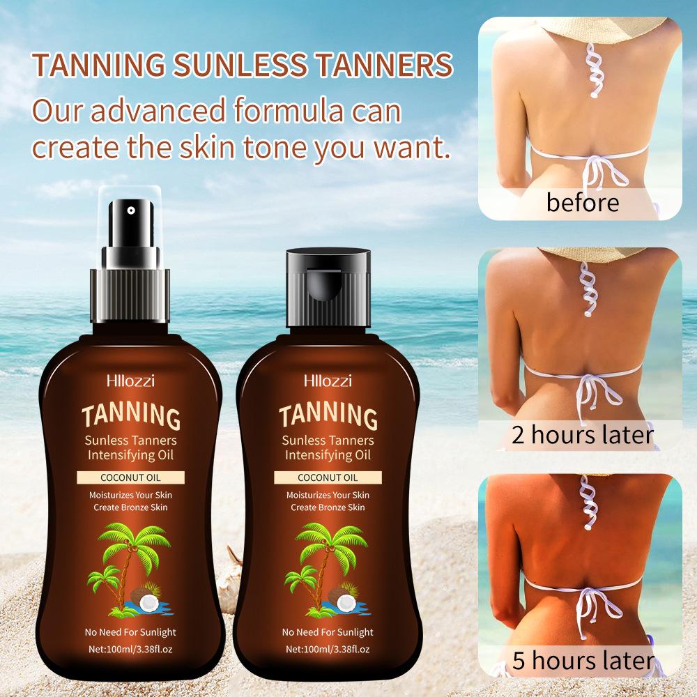 100ml Coconut Tanning Oil Waterproof Long-Lasting Bronzing Glow 2pcs