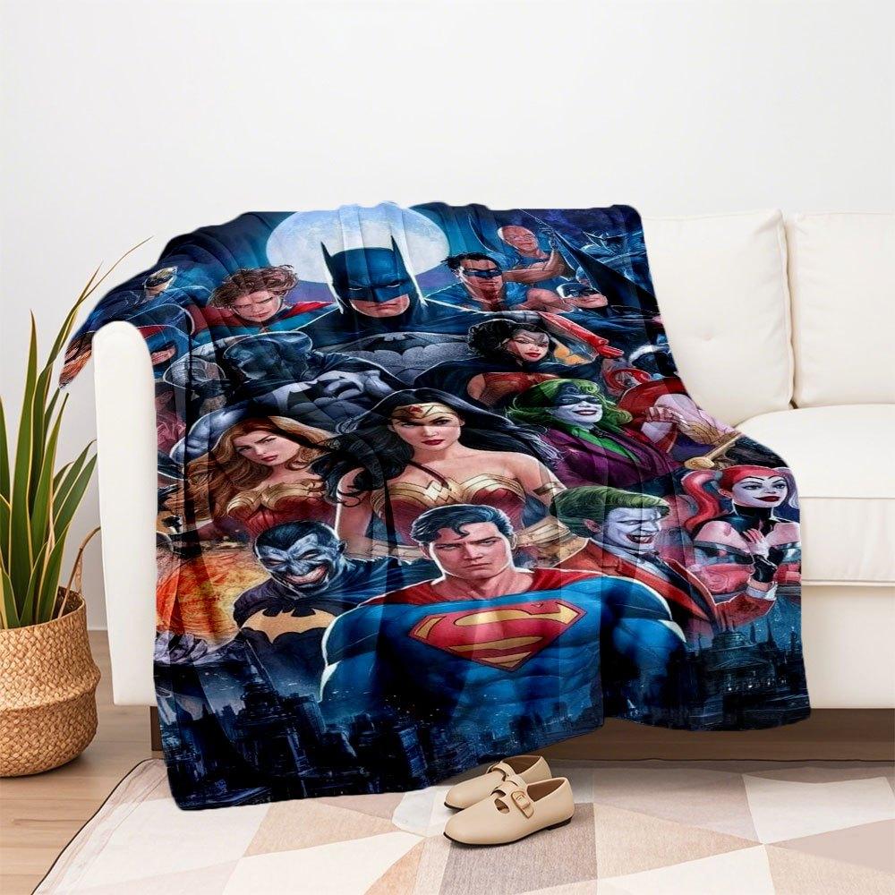 Poster Coperta Plaid in Flanella con Collage di Supereroi DC Comics per Divano, Letto, Viaggio, Campeggio, Ufficio, Divano, Sedia