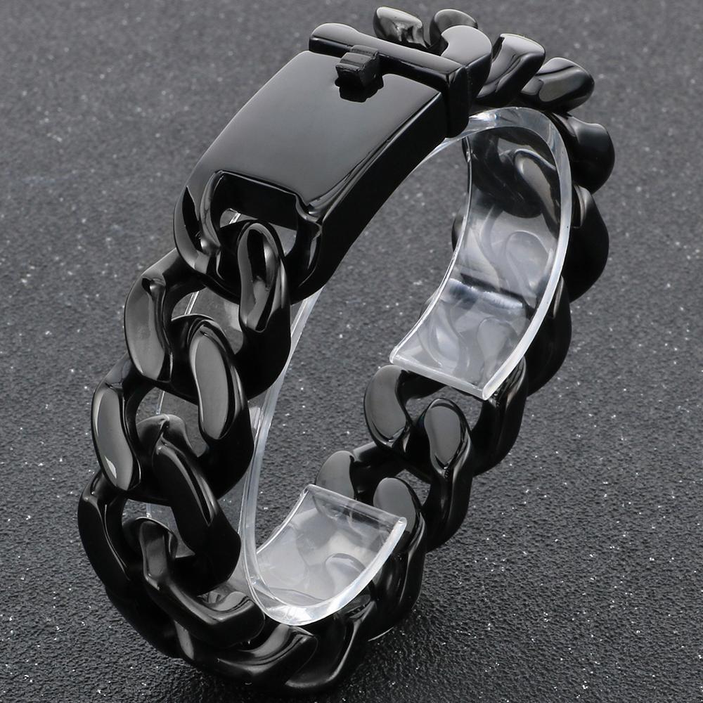Hiphop Stainless Steel Bracelet Men's Accessories Christmas Gifts Jewelry Matte Brushed 20MM Width Curban Chain Man Bracelets