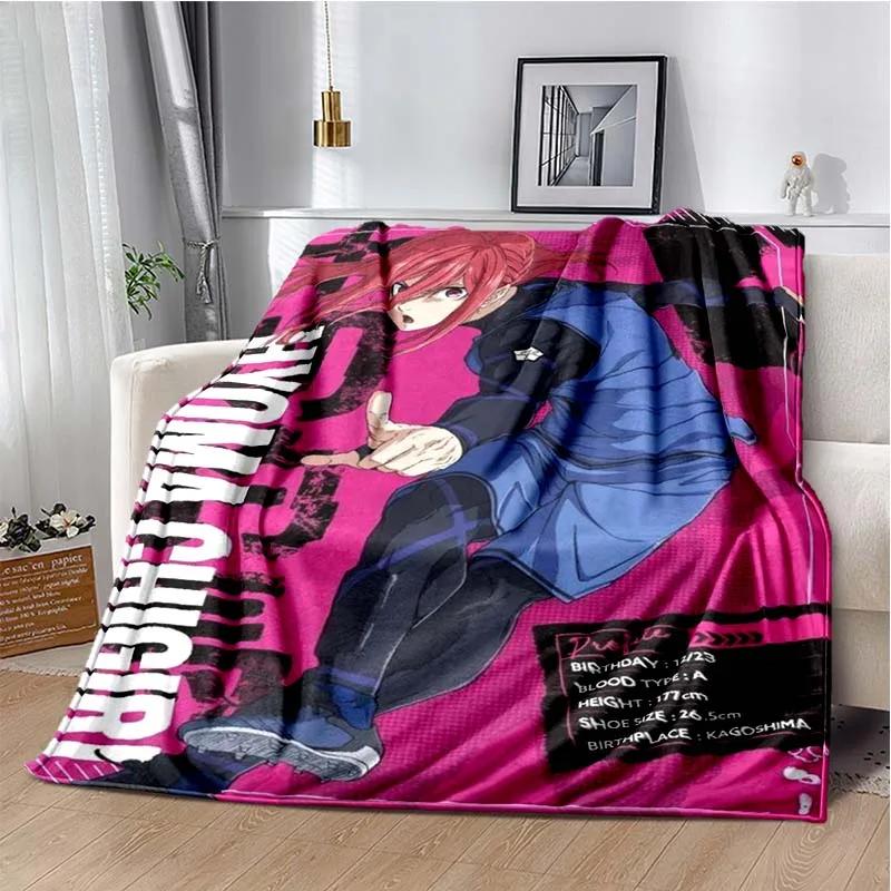 Japanese Cartoon Anime Blue Lock Flannel Throw Blanket Adult Kid Winter Warm Blanket for Bedroom Living Room Sofa Travel Picnic
