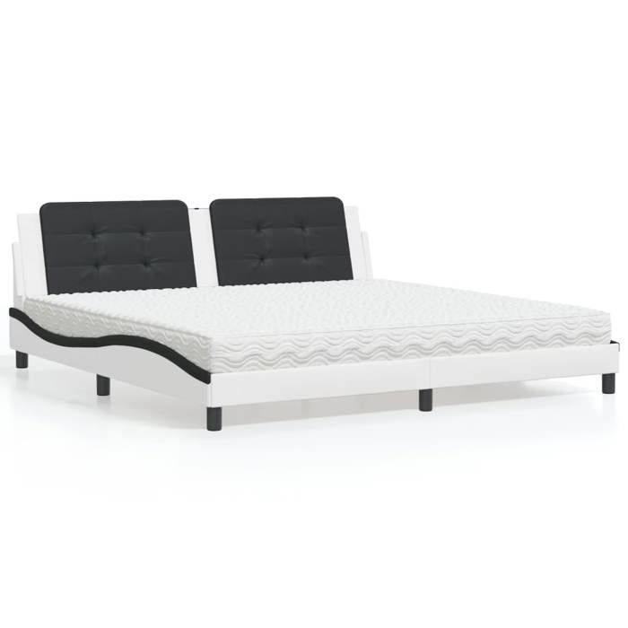 Maison Exclusive - Lit avec matelas Zadar blanc et noir 200x200 cm similicuir
