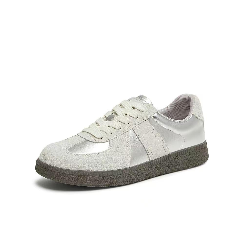

Leisure sports joint German training shoes year summer breathable retro couple small whiteboard shoes 35 [strength factory - undertake export] серебряный