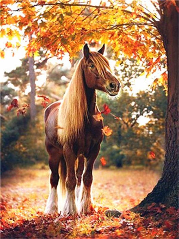 DIY Diamond Painting Animal Cross Stitch Full Round Drill  Steed Painting Embroidery Craft Home Decoration