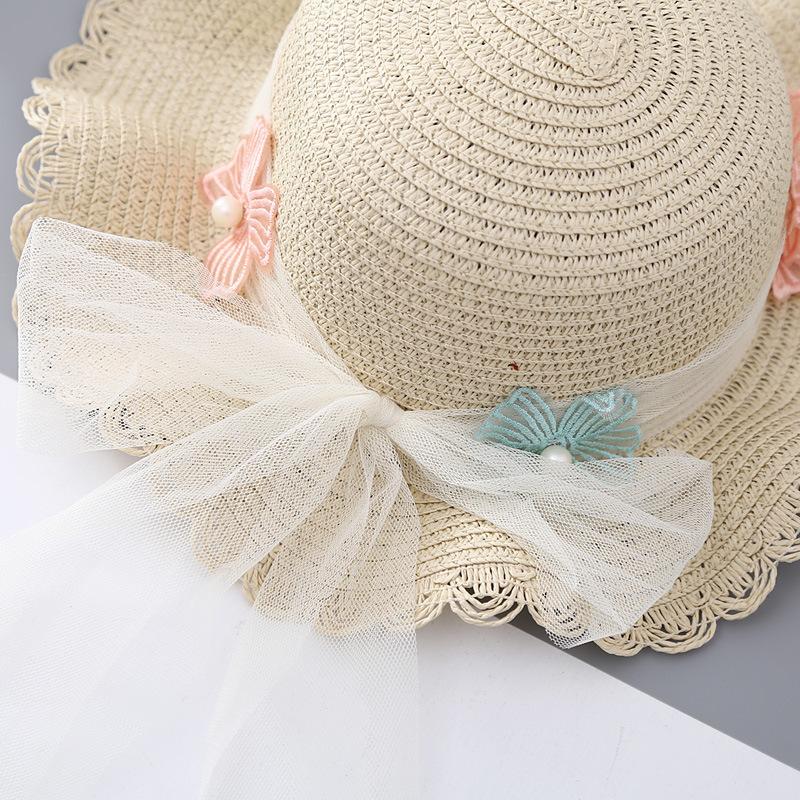 Kinder Sonnenhut Sommer Mädchen Sonnenhut Strohhut Spitze Prinzessin Strandhut