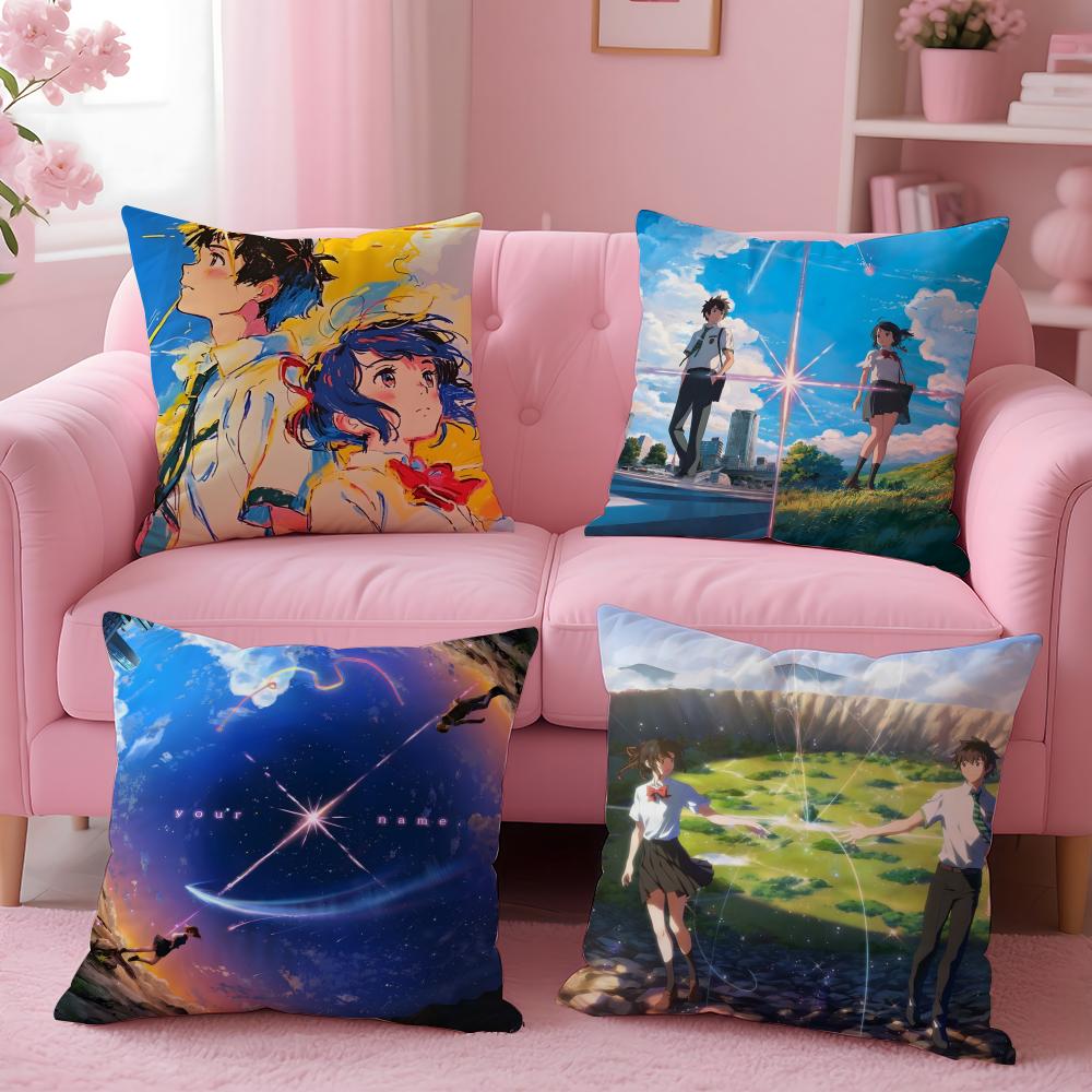 Anime YYou NameS Cushion Cover Pillow Case Soft Friendly Fabric  Concealed Zipper