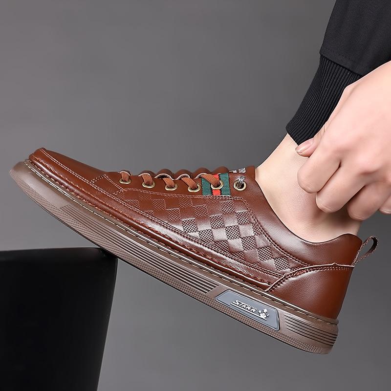 Board Shoes Men's Trendy Spring New Leather Breathable Shoes Men's Casual Versatile Soft Sole One Pedal Men's Shoes Trendy Shoes