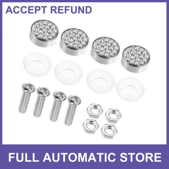 ONE Bling Car License Plate Fasteners Screws Caps Covers White Plastic Universal