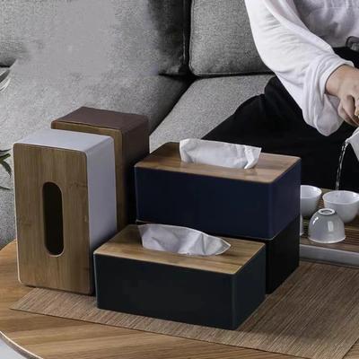 High Quality Tissue Box Napkin Holder Case Paper Box Container Bamboo Cover Solid Wood El Storage Box Home Table Decoration