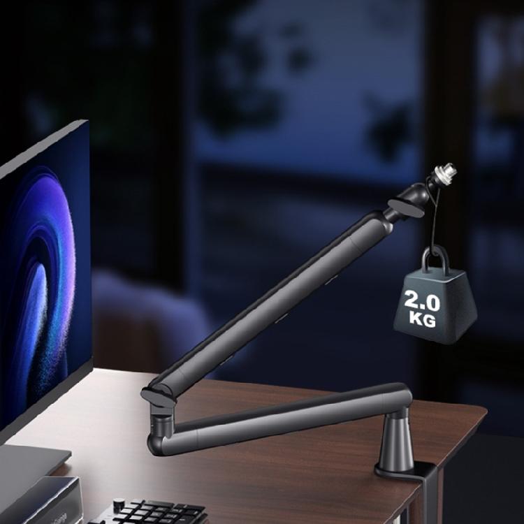 Boom Arm Adjustable 360 Rotatable Microphones Stainless Steel Mics Desk, Table Stand Foldable Scissor Stable Mount