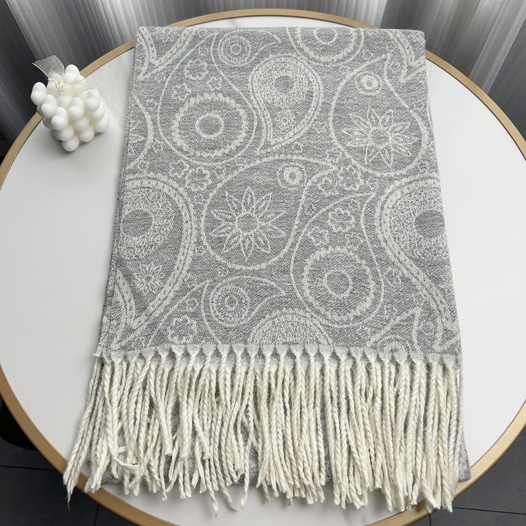 New Autumn and Winter Scarf with Cashew Flower Warm Large Shawl Imitation Cashmere Long Tassel Scarf