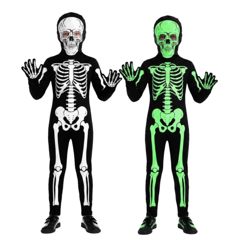 Luminous Cosplay Skeleton Suit Fabric Luminous Kids Dress Grim Reaper Costume  Stage Performance