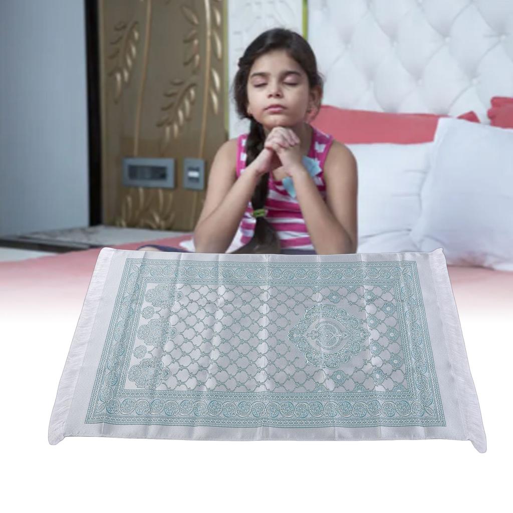 Pray Rug Soft Embroidered Thick Eid Ramadan Islamic Mat with Tassel Storage Bag Pray Beads for Women Men Children Meditation