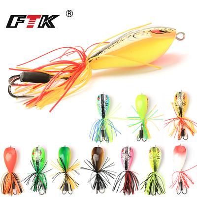 FTK 1 Piece 10G Frog Bait Hose Lure ABS Plastic Lure with Fishing Hook Topwater Ray Frog Artificial 3D Eyes