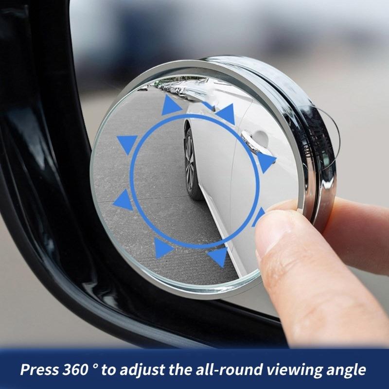 2 szt. Okrągłe szkło do martwego pola Regulowane 360 stopni Bezpieczna jazda Szerokokątne wypukłe szkło zestaw do Akcesoriów Samochodowych