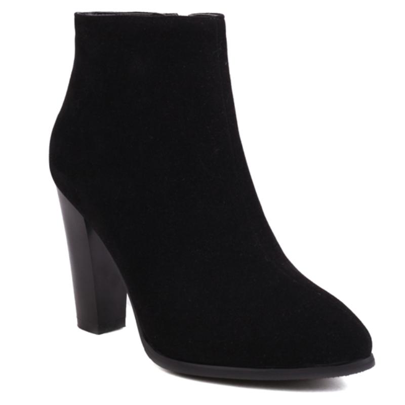 Women's Ankle Boots Autumn Winter High Heels Short Boot For Women Red Black Flock Party Shoes Female Large Size 45 47 Fashion