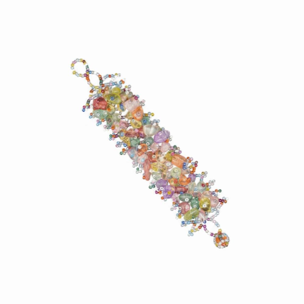 Fairycore Gravel Stone Bracelet Handmade Tumbled Chips Hollow Weave Bangle Folkways Exquisite Bohemian Beaded Cuff разноцветный