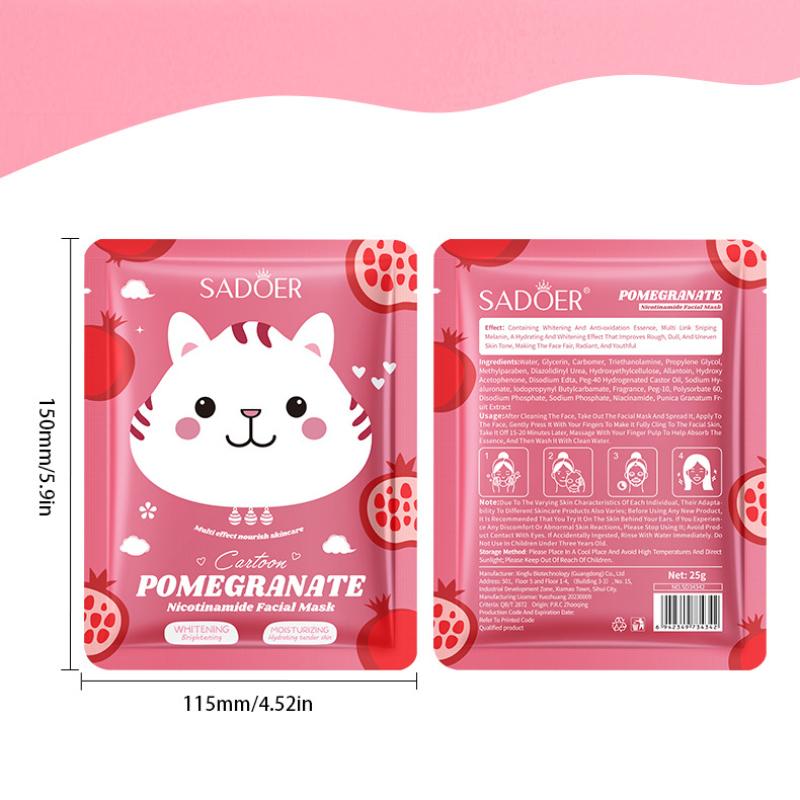 Sadoer Pomegranate Niacinamide Brightening Cartoon Mask Moisturising & Hydrating Mask