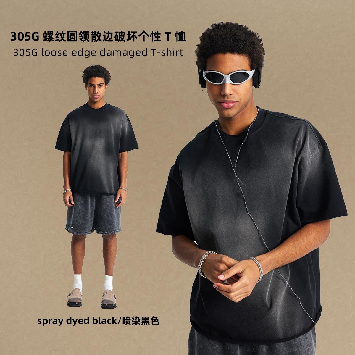 

305 г/м² 100% хлопок стираная футболка с индивидуальным принтом мужские футболки персонализированная футболка XXL