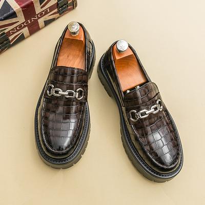 Large Size 45 Summer One-pedal Leather Shoes Formal Hair Stylist Glossy Foot Cover Business Platform Professional Men's Shoes 46