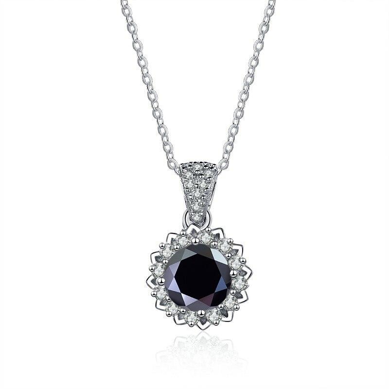 Bague Ringen 1 Carat Round VVS D Color Moissanite Necklace Lab Created Diamond Pendant Sterling Silver S925 Jewelry Clavicle Chain