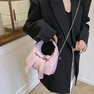 2025 Niche Trendy Bow Handbag Ins Korean Underarm Bag Female Foreign Style Shoulder Messenger Bag
