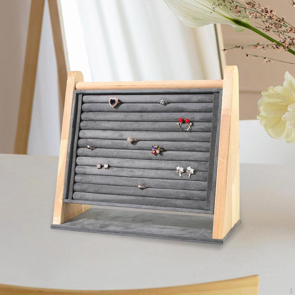 Ring Holder Ear Studs Multi Tiers Wooden Jewelry Organizer Display Rack for
