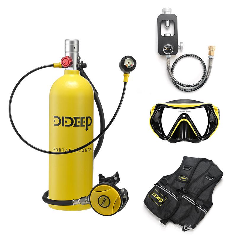 DIDEEP X5000Pro 2L Diving Snorkeling Kit with Scuba Oxygen Tank and Pressure Gauge