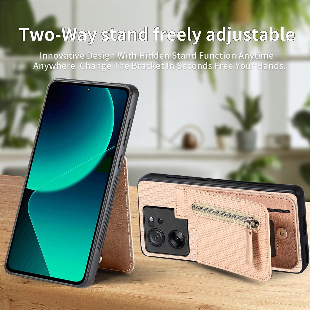 C1-03 Etui dla Xiaomi 13T/13T Pro/Redmi K60 Ultra Pionowa podpórka Hybrydowe etui na telefon z kieszonką na zamek błyskawiczny