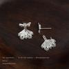 Less ballet, one pair of silver bow earrings, sweet style light luxury Korean 925 silver needle earrings