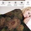 Rustic Watercolor Botanical Rose Peony Vintage Leaves Plant Boho Gothic Print Throw Blankets for Bed Living Room Bedding Couch