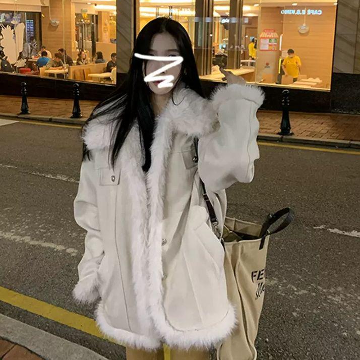 Women's 2025 Korean Lambswool Coat - Autumn/Winter Velvet-Lined Thick Jacket