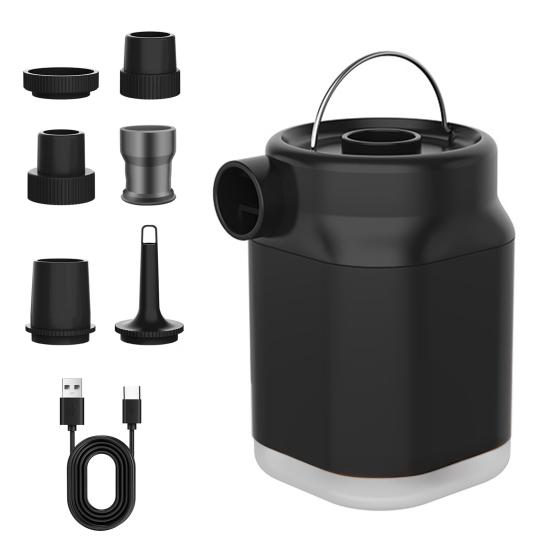 Outdoor Mini Air Pump with LED Inflatables Swimming Ring Pool Portable USB Rechargeable Float Air
