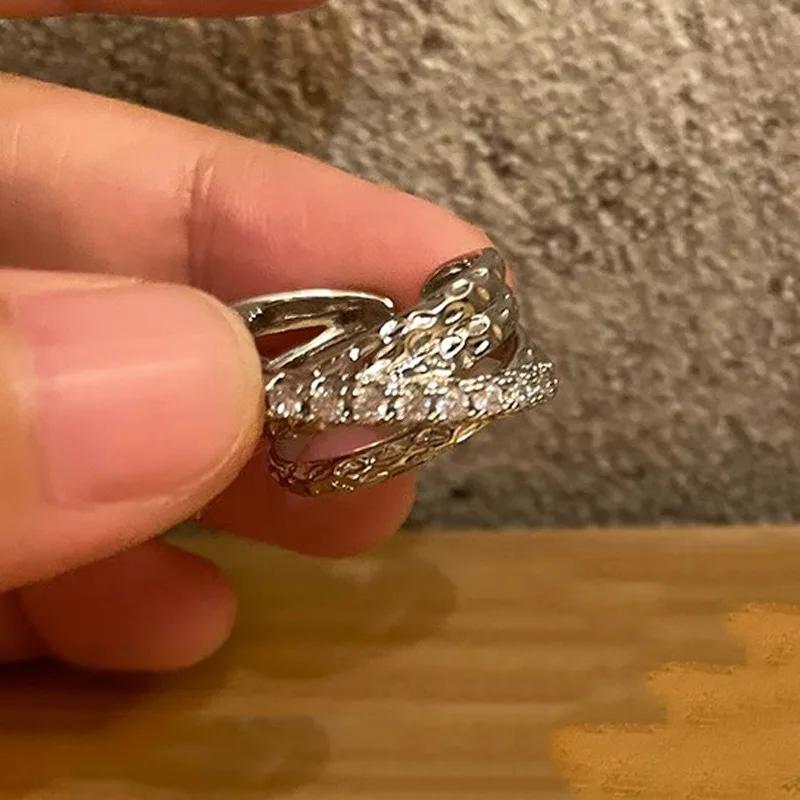 New Unique Design Multi-Layered Zircon Ring For Women Fashionable Daily Accessory Party Jewelry Birthday Gifts