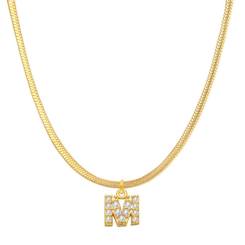 Letter Pendant Necklace in Wind Snake Bone Clavicle Chain Titanium Steel Necklace Zircon Pendant Necklace