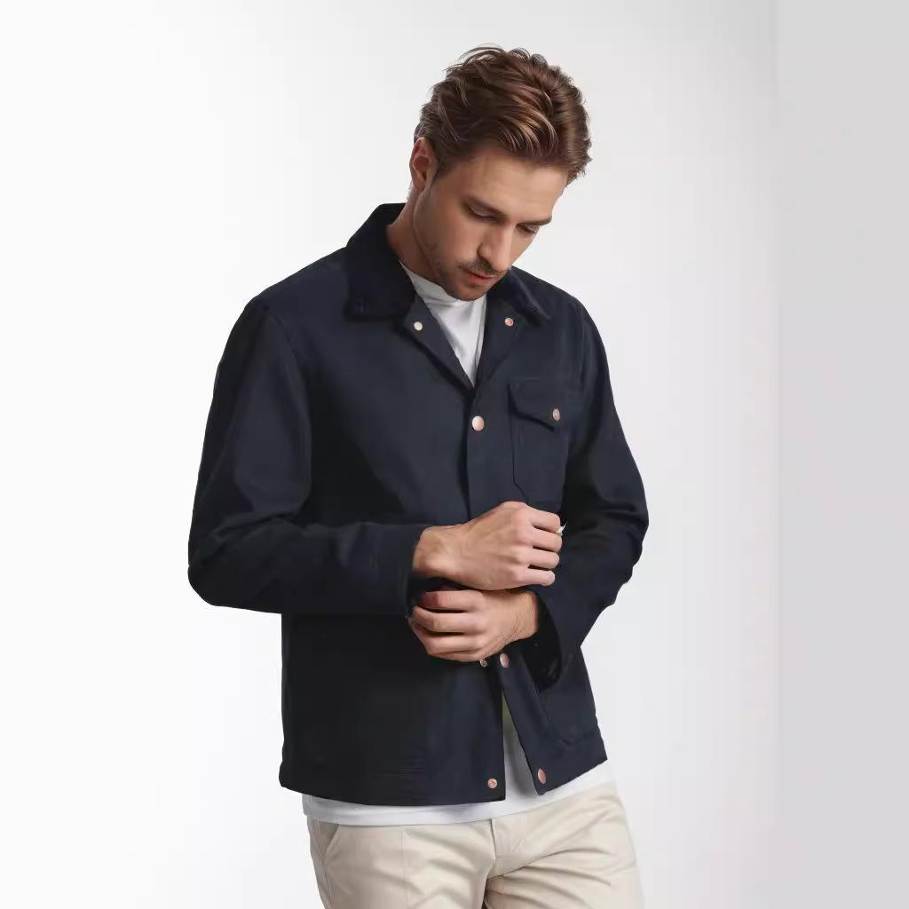 

Мужская повседневная куртка с лацканами в стиле Tooling, однотонное пальто, мужской тренч XXL чёрный