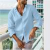 Men's Summer Shirt Button-down Shirt Long-sleeved Plain-coloured Collared Shirt Spring/Summer Casual Everyday Wear