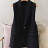 Loose Fit British Style Double Back Slit Vest Sleeveless Jacket Casual Korean Coat