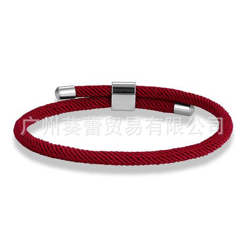 Adjustable Multi-Color Milan Rope Stainless Steel Bracelet, Male And Female Couples Red Hand Rope