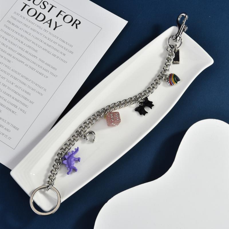 1Pc Shining Cartoon Keychain Bag Chain Colorful  Car Key Chain Metal Key Ring Exquisite Gifts Souvenirs Car Pendant