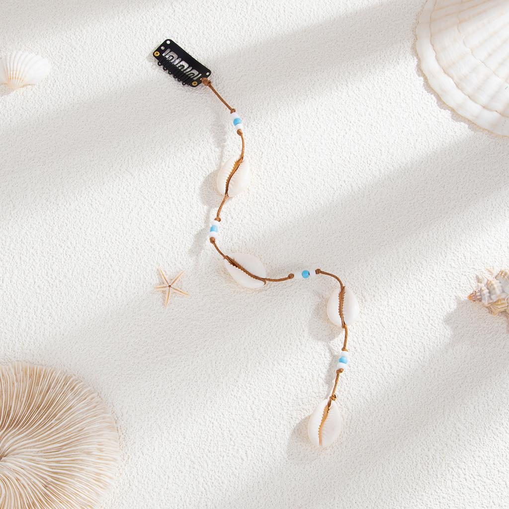 Beach Conch Starfish Scallop Tassel Hair Accessory for Women DIY Summer Beach Long Pendant Braided Wax Thread Hair Decoration Jewelry Charm Hair Clip
