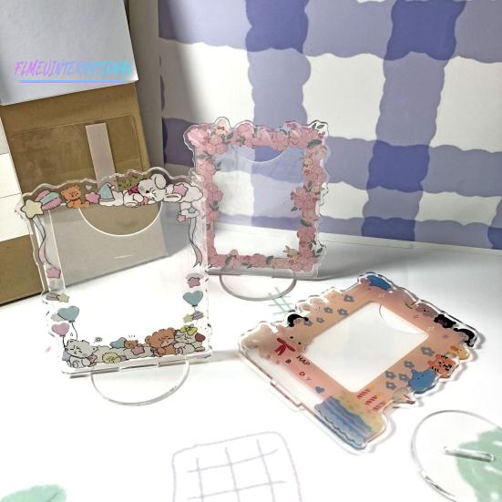 Skiltstativ Ornament - Akryl med uregelmessig bølgekant, Omgivende blomstermønster, 3-tommers album fotokortstativ, Husholdningsbruk