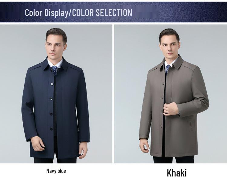 2024 Men's Mid-Length Lapel Coat: High-End Spring/Autumn Business Casual Windbreaker