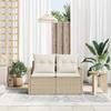 Sofa de jardin 2 places vidaXL avec rangement et coussins en poly rotin beige 42006766