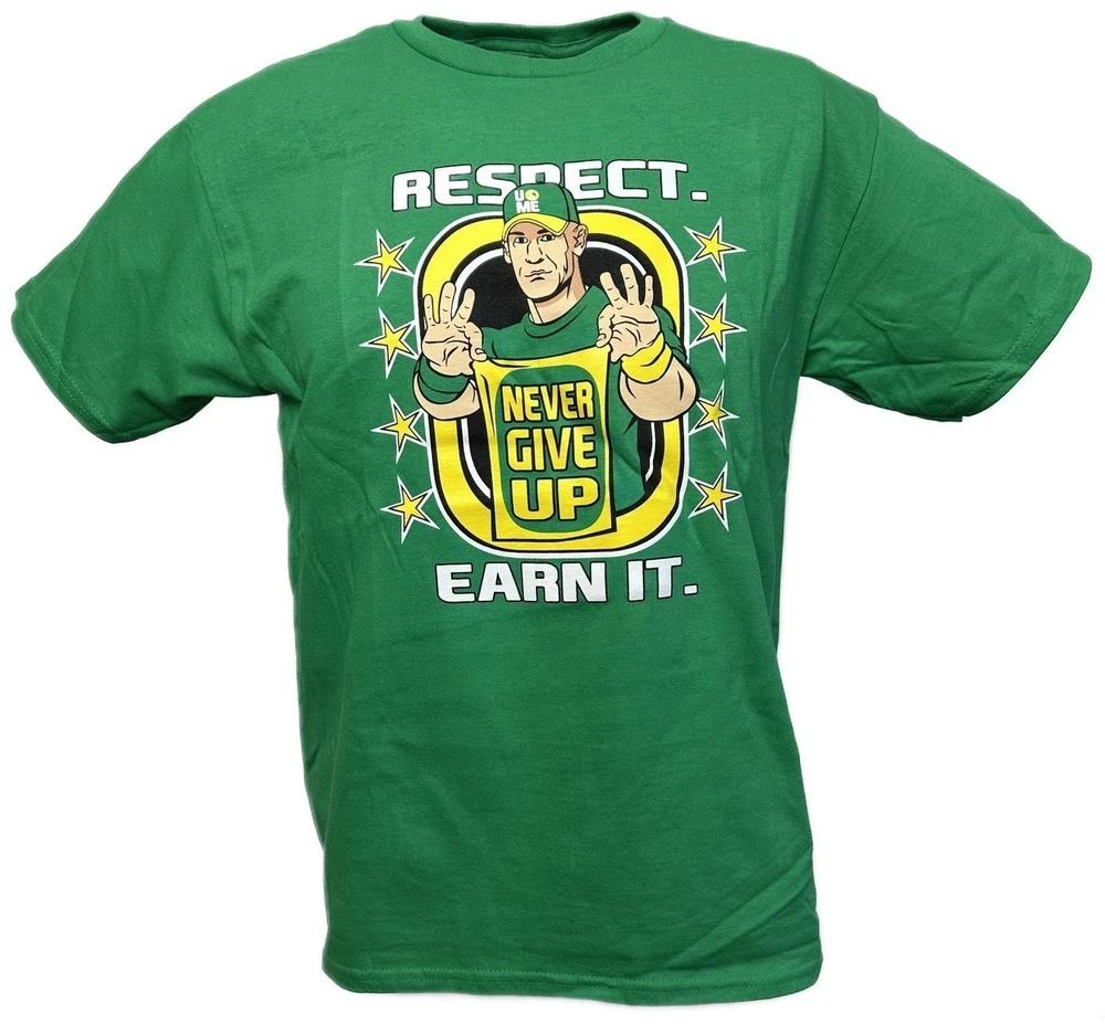 John Cena Green Yellow Earn The Day Boys Kids Tshirt L