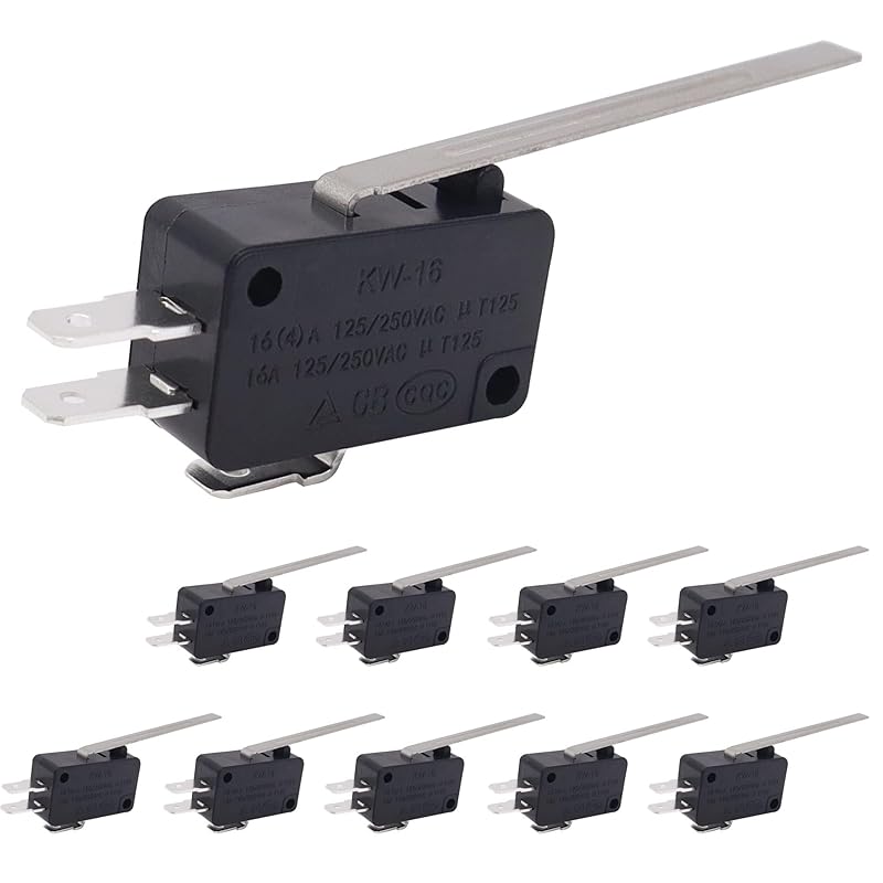 HiSport Micro Limit Switch V-152-1C25 - Compatible with Arduino, Momentary Short Straight Hinge Lever Arm SPDT Snap Action Type 10 PCS