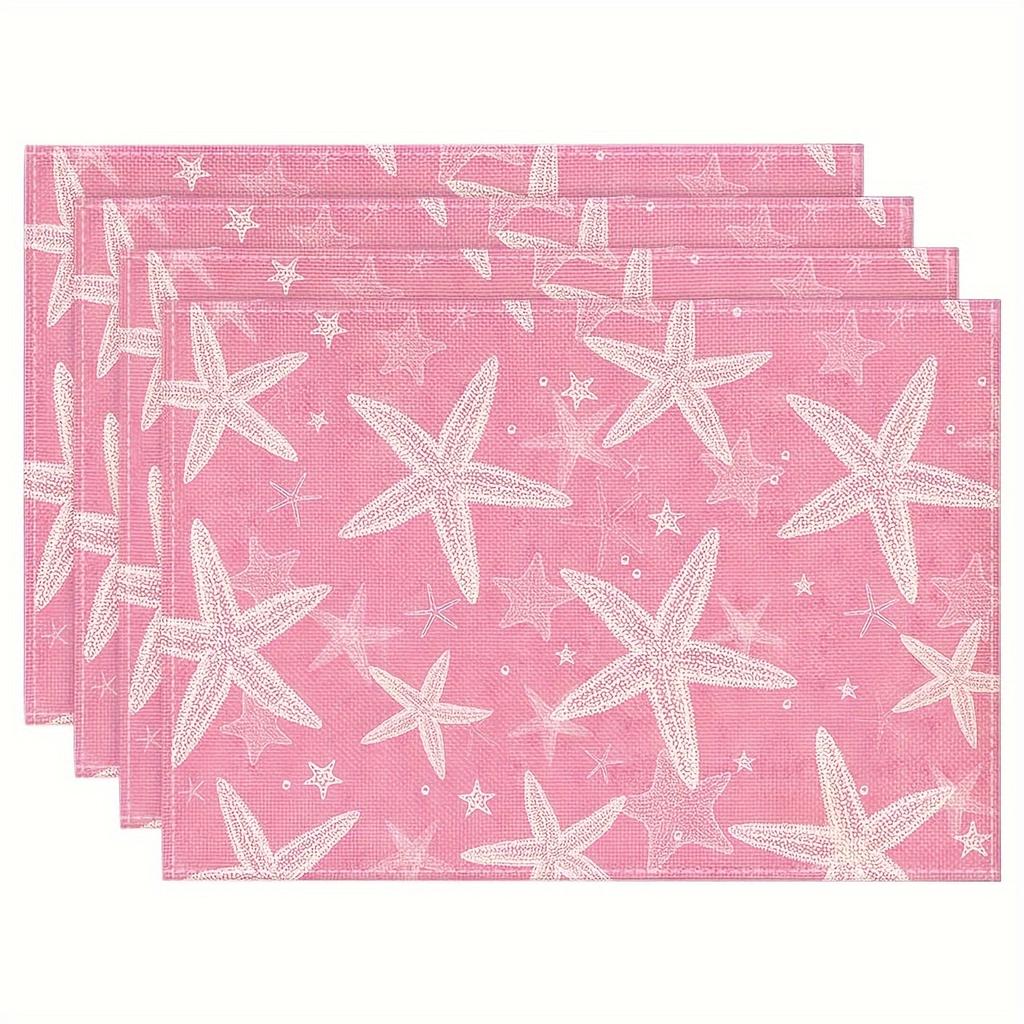 4pcs Place Mats Beach Mat Ocean Style Meal Pad Marine Life Table Mat Starfish Shell Meal Mat for Kitchen Decor Home Supplies