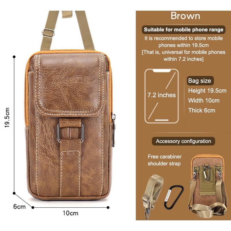 Retro Everyday Waist Bag Waterproof PU Leather Chest Bag withMultiple Pockets Adjustable Strap forPhone&Essentials Vintage Style