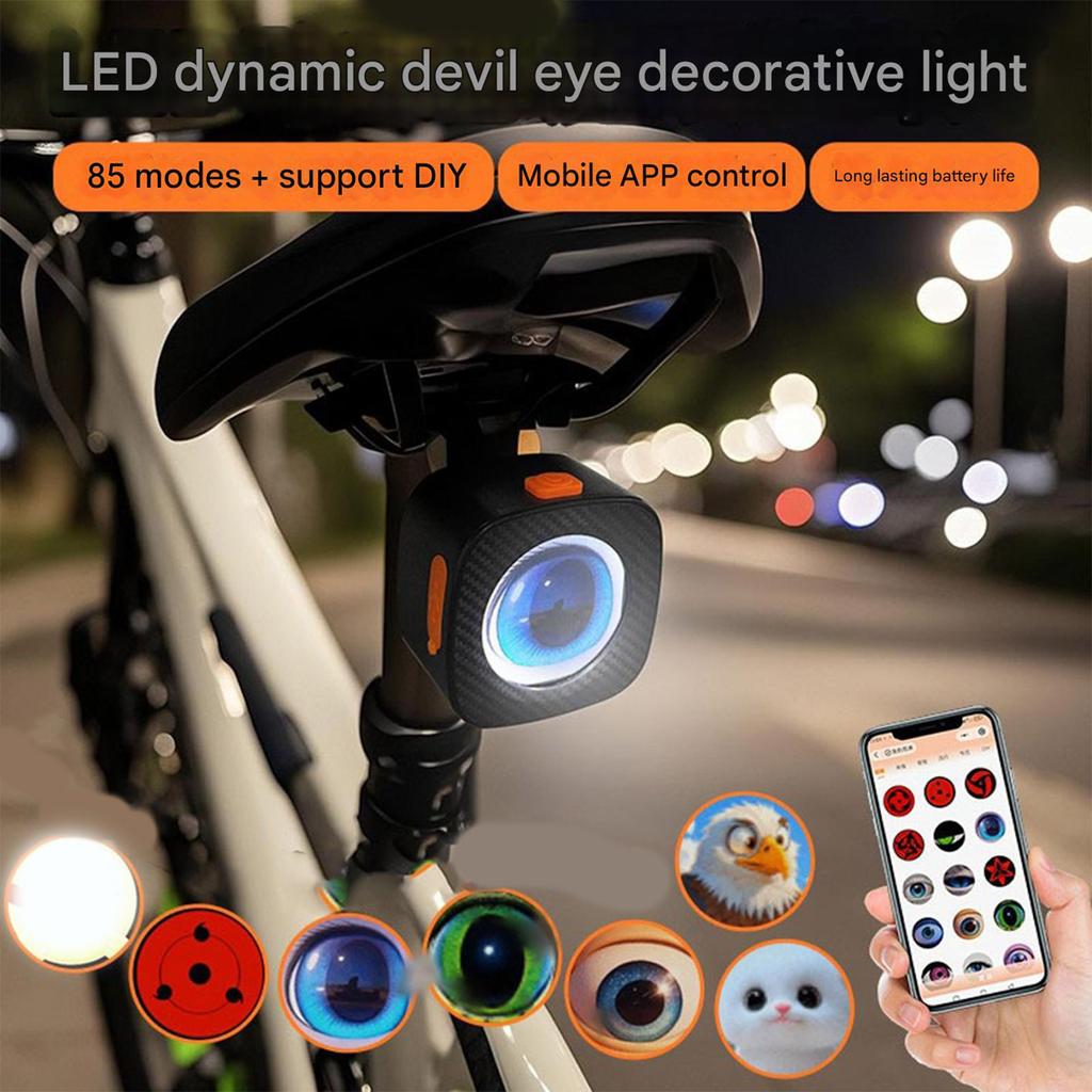 High Brightness Devil Eyes Bicycles Rear Light Programmable Bike Tail Lamp Dynamic LED Bicycles Tail Light Enduring