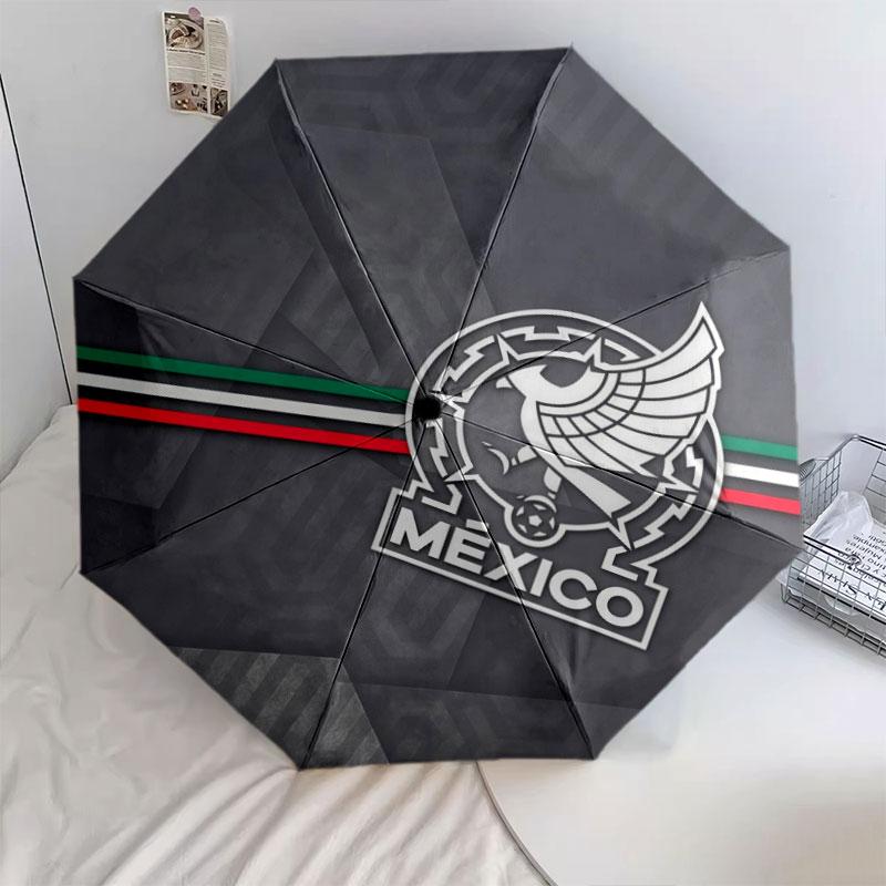 Mexico Football Art Pattern, Automatic Folding Umbrella, Portable and Foldable Design, 8 Ribs, a Christmas or Birthday Gift.