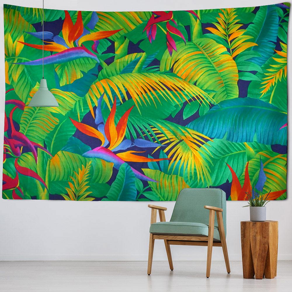 Tropical Plant Leaf Tapestry, Hippie Animal Bird, Wall Art Blanket, Living Room and Bedroom Decoration, Hanging Home Decoration